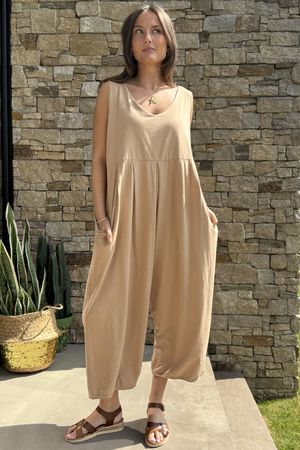 Bodhi Cotton Jersey Jungaree Caramel